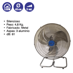 Ventilador - Circulador de aire  120 w  D45  cm  3 vel ( Ref: 841/MTO1484  )