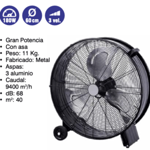 Ventilador - Circulador de aire   180w  D60  cm  3 vel ( Ref: 841/MTO1482  )