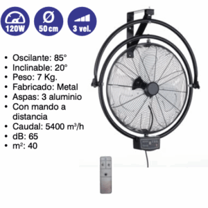 Ventilador - Circulador de aire   120w  D50  cm  3 vel ( Ref: 841/MTO1477  )