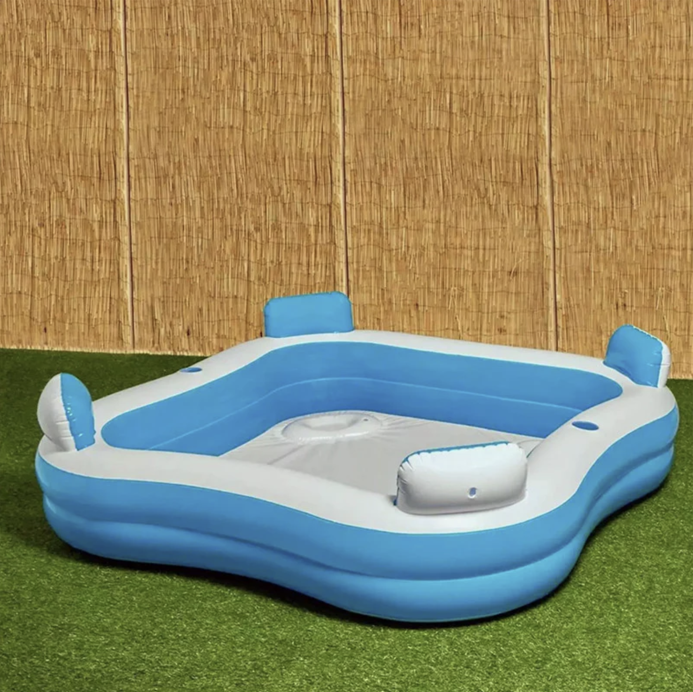 Piscina Familiar Inflable con Asientos y Posavasos – 183x183x51 cm, 390 L, Para 4 Personas (Ref: 5057/100124 )