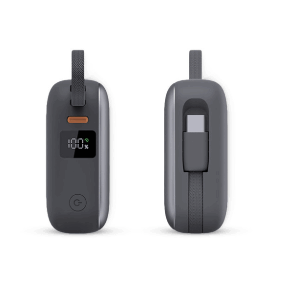 Powerbank 10.000 mAh, Carga rápida 22,5W Power Delivery, Cables integrados USB-C y Lightning, Pantalla LED, Gris (Ref: 5059/BPB10PD22INTG ) - Imagen 3