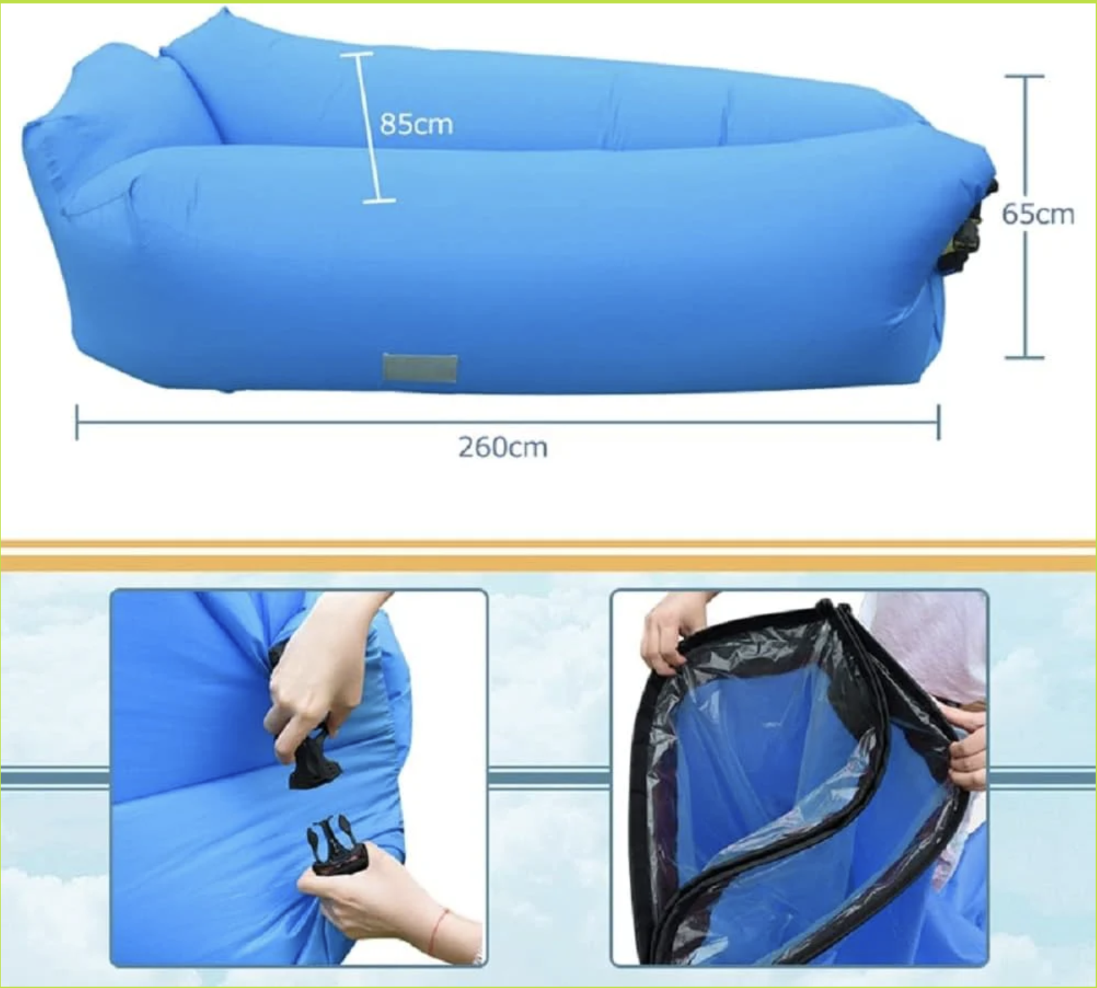 Sofá Inflable Portátil Impermeable con Cojines – Ideal para Camping, Playa, Piscina y Fiestas ( Ref: 5057/100121 ) - Imagen 5