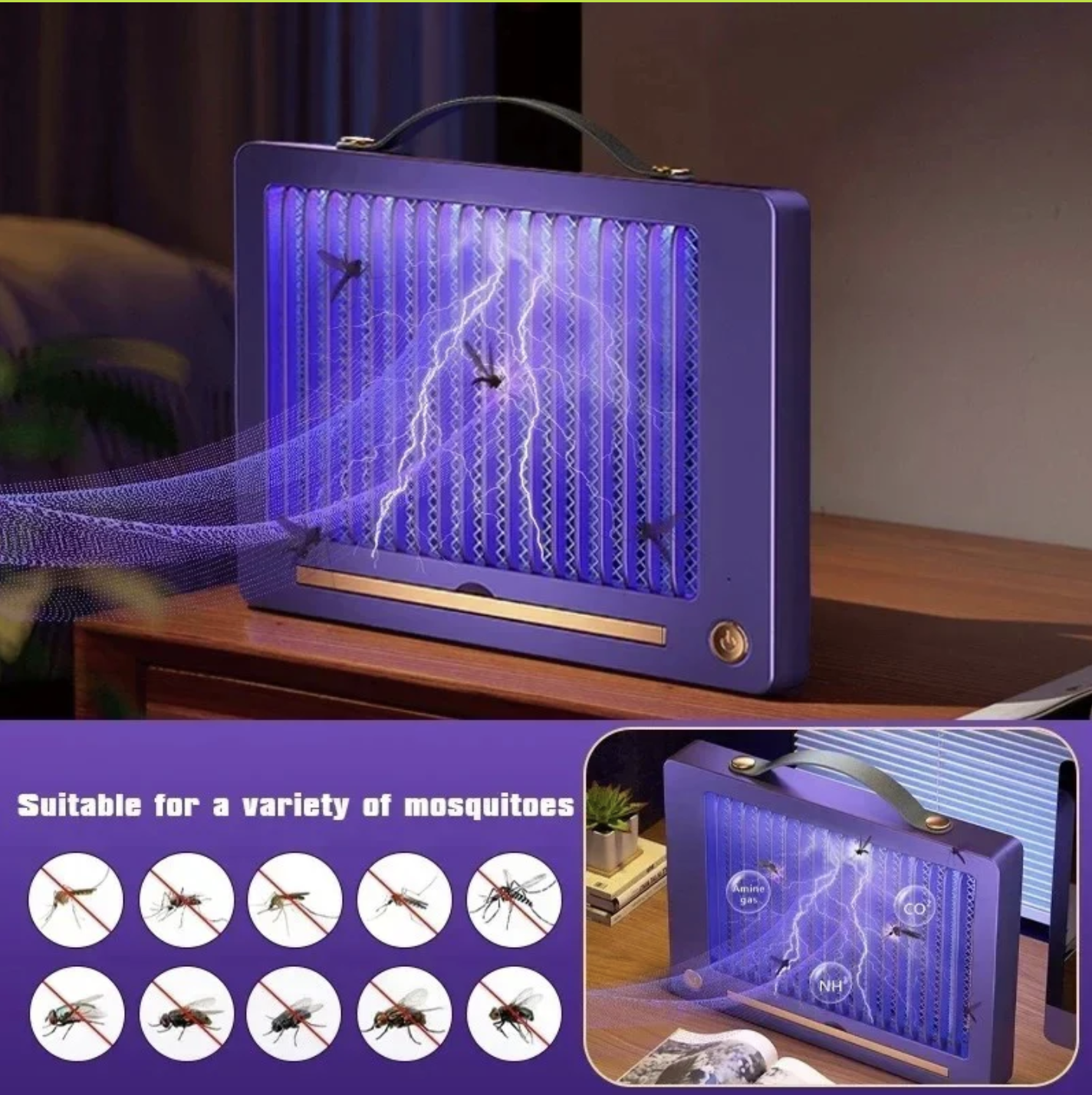 Lámpara Antimosquitos Eléctrica Recargable Blanca - Trampa Silenciosa con Luz UV, Interior y Exterior ( Ref: 5057/100127 ) - Imagen 5