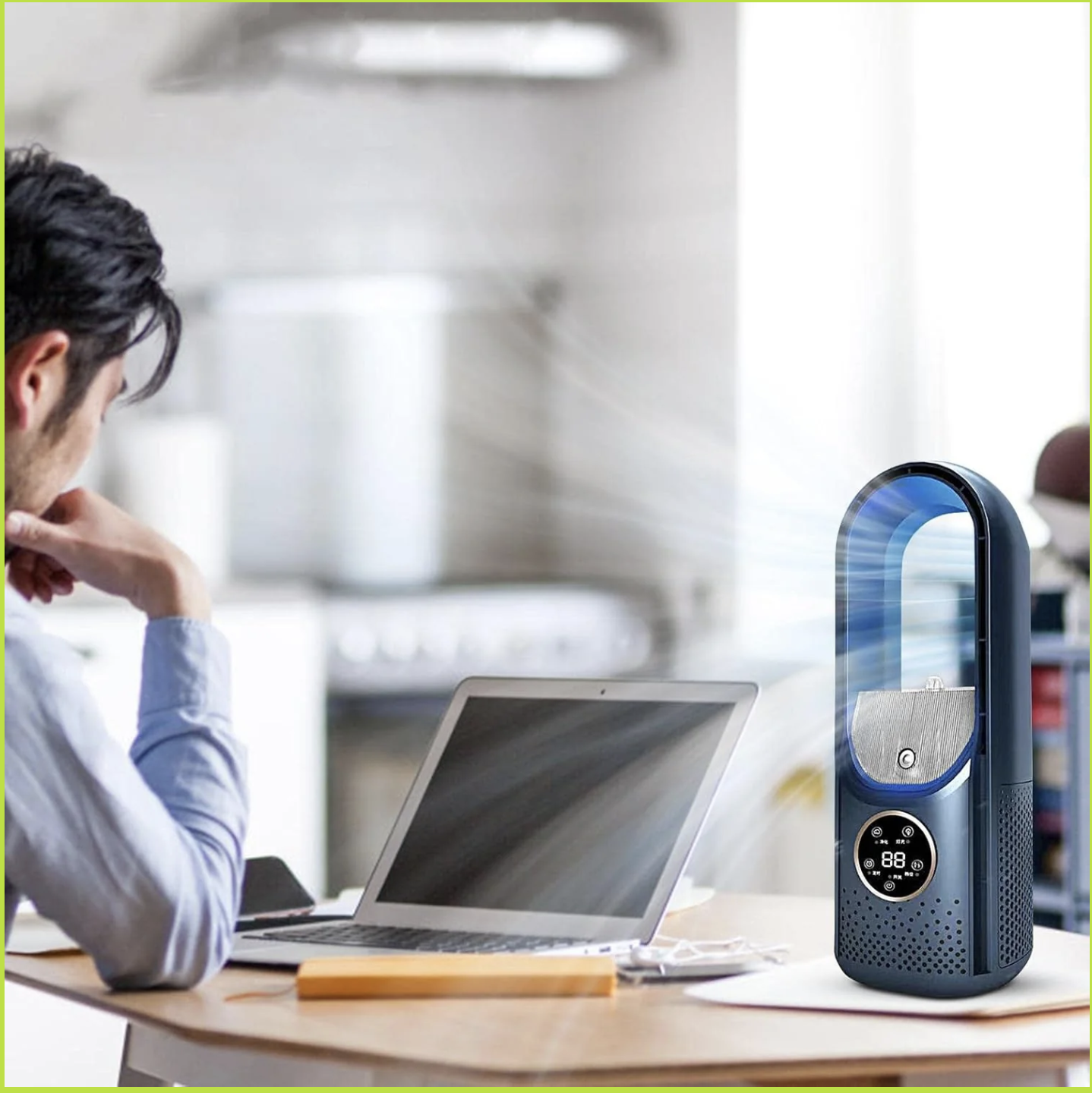 Mini Aire Acondicionado Portátil Sin Aspas – Ventilador USB 6 Velocidades con Temporizador y Luz Ambiental ( Ref: 5057/100129 ) - Imagen 4
